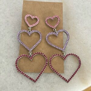 Heart-Shaped Pink and Purple Earrings